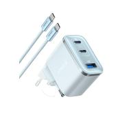 Chargeur Anker Nano (70 W, 3 ports) avec câble USB-C Mint green
