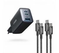 Anker Chargeur USB C Nano II 65W 3 Ports + 2 Câbles USB C 100W (0,9m), Station Charge Rapide PPS pour iPhone 17/16 Pro Max, MacBook Pro 2024, iPad Air 5/Pro, Samsung Galaxy S23+/S20, Dell XPS 13,