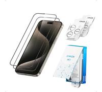 Anker Easy Fit Screen Protector Kit and Lens Film (HD, 2-Pack) for iPhone 15 Pro Max