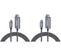 Anker HDMI to USB-C Cable, 4K@60Hz HDR, Ultra Fast USB-C to HDMI Cable Nylon Braided with Advanced Shielding, Thunderbolt 5/4/3, for MacBook, iPad, iPhone 16/15, HD TV & More (1,8m) (Lot de 2)