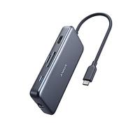 Anker Hub 7 en 1 avec Port USB-C Power Delivery 60W Passthrough, 1 Port Ethernet 1 GB/s, 1 HDMI 4K, 2 USB 3.0 et lecteurs de Cartes SD/microSD-pour MacBook Pro 2016/2017/2018, Chromebook, XPS