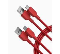 Anker Lot de 2 câbles de charge USB C 310 de type C - Charge rapide - Câble tressé USB A vers USB C pour Samsung Galaxy Note 10 Note 9/S10+ S10, LG V30 (USB 2.0, rouge)