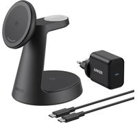 Anker MagGo Chargeur Induction iPhone Magnétique 15W (Socle), Chargeur sans Fil 3-en-1 Certifié Qi2 Compatible MagSafe, pour iPhone 16/15/14/13, Apple Watch, AirPods Pro, et Plus (Adaptateur fourni)