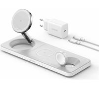 ANKER MagGo Chargeur magnétique sans fil, 15W, Pad 3-en-1, blanc
