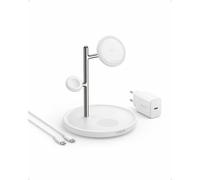 ANKER MagGo Chargeur magnétique sans fil, 15W, support 3-en-1, blanc