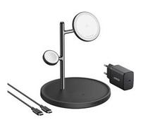 Anker MagGo - Plot de charge sans fil - 3 en 1 + adaptateur secteur - 25 Watt - 3 connecteurs de sortie (chargement sans fil) - noir Noir G