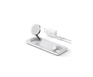 Anker MagGo Station de Charge sans Fil 3-en-1 25W USB-A/USB-C pour iPhone 15/14/13/12, AirPods, Apple Watch (5W/15W), Blanc