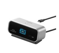 Anker Nano Hub USB C 10 en 1, écran Intelligent, Station à Double écran | Bureau, taux de rafraîchissement élevé, double 2K à 240 Hz, HDMI+DP, USB-C 10 Gb/s, SD/TF, Ethernet, sans chargeur, argenté
