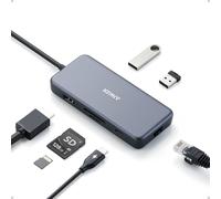 Anker Hub 7 en 1 avec Port USB-C Power Delivery 60W Passthrough, 1 Port Ethernet 1 GB/s, 1 HDMI 4K, 2 USB 3.0 et lecteurs de Cartes SD/microSD-pour MacBook Pro 2016/2017/2018, Chromebook, XPS