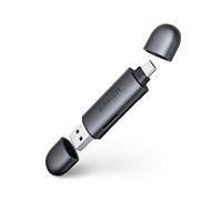 Anker PowerExpand+ Lecteur de Carte mémoire 2 en 1 USB-C et USB 3.0 avec Double connecteurs, pour Cartes SDXC, SDHC, SD, MMC, RS-MMC, Micro SDXC, Micro SD, Micro SDHC et UHS-I