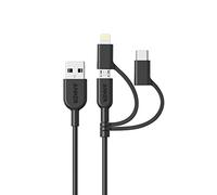 Anker PowerLine II,Câble 3 en 1 USB C/Lightning/Microusb (0,9M) | pour iPhone, iPad, Huawei, Htc, LG, Samsung Galaxy, Sony Xperia, Smartphones Android, Etc.