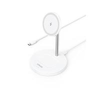 Anker PowerWave Magnetic Stand Lite Station de Charge sans Fil 2 en 1 avec câble de Charge USB-C de 150 cm, Compatible avec iPhone 14/14 Pro/14 Pro Max/13/13 Pro Max/12 et AirPods Pro 2 (sans Bloc