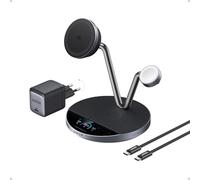 Anker Prime Station de Charge Compatible MagSafe, Station de Charge 3-en-1, Certification Qi2 25 W, Support, écran Intelligent, Refroidissement TEC Actif, pour iPhone 17, Apple Watch, AirPods et Plus