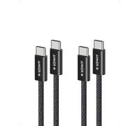 Anker Zolo Câble USB-C vers USB-C, 240W Câble usb c Charge Rapide, 2 pack, Tressé et Résistant à la Poussière, Connecteur Fin, pour iPhone 16/15 ProMax Plus, MacBook/iPad/Galaxy S24 (1m+1m, Noir)