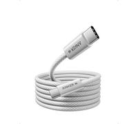 Anker Zolo Câble USB C vers USB C, 240W Câble usb c Charge Rapide, Tressé et Résistant à la Poussière, Connecteur Fin, pour iPhone 17/17 Pro/17 ProMax/Plus, MacBook, iPad, Galaxy S24 (1,8m, Blanc)