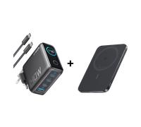 Anker Zolo Chargeur (140 W)+Batterie externe Anker Nano (5K, MagGo, Slim)