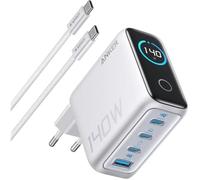 Anker Zolo Chargeur 140W 4 ports GaN - 2x USB-C haute vitesse, écran couleur, ActiveShield 3.0