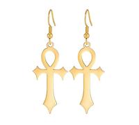 Ankh Croix Boucles D'oreilles Pour Femmes Hommes En Acier Inoxydable Ancien Symbole égyptien Dieux De l'Ankh Croix Boucles D'oreilles Cerceau Charme Amulette Bijoux (Or 1)