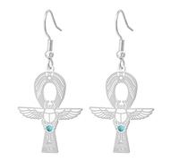 Ankh Croix Œil d'Horus Boucles d'oreilles en pierre précieuse Clé de vie Scarabée déesse égyptienne Isis Boucles d'oreilles de protection égyptienne antique amulette bijoux religieux pour femme