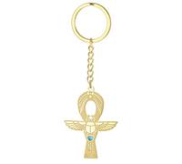 Ankh Croix Scarabée Porte-clés e vie Déesse égyptienne Isis Porte-clés Amulette religieuse égyptienne antique Cartouche Cadeau (Or)