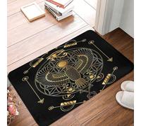 Ankh Égyptien Doré, Œil du Dieu Horus Paillasson D'Entree Anti-Poussière Tapis De Porte Antidérapant Tapis De Bain pour Bain Salon Terrasse 40X60 Cm