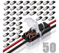 Anki HappiGo Lot de 50 connecteurs à clip rapide double fil avec boucle de verrouillage, connecteurs de fils basse tension pour éclairage intérieur automobile et câblage électronique de voiture