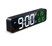 Ankilo Grande horloge murale numérique LED 10,5" - Grand affichage LCD - Horloge murale numérique avec calendrier et température - Alarme puissante et claire - Calendrier pour décoration