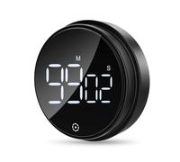Ankilo Kitchen Timer Minuteur de cuisine numérique, magnétique, minuteur court, minuteur visuel LED, alarme puissante, compte à rebours pour cuisine, pâtisserie, sport, étude, noir