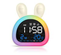 Ankilo Réveil Enfant, Entraîneur de Sommeil Numérique Enfant avec 9 Couleurs Réveil Lumineux Double Alarme Réveil Électrique Rechargeable pour Garçons et Filles