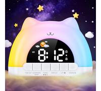 Ankilo Réveil numérique pour enfant fille garçon - Réveil électrique plug-in avec 11 couleurs RVB - 10 effets sonores - Double alarme, snooze