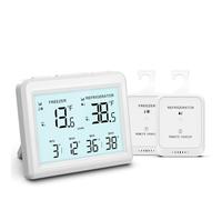 Ankilo Thermomètre de réfrigérateur,Fonctions d'alarme, 3.7in LCD grand affichage numérique avec 2 capteurs sans fil réfrigérateur/congélateur disponibles,℃/℉,usage domestique et restaurant