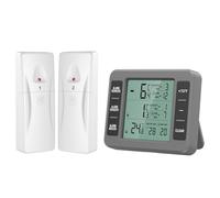 Ankilo Thermomètre de réfrigérateur numérique avec 2 capteurs, thermomètre de congélateur sans fil avec écran LCD, alarme de température, MIN/MAX, testeur de température pour la maison Gris