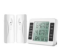 Ankilo Thermomètre numérique avec 2 capteurs, thermomètre de congélateur sans fil avec écran LCD, alarme de température, testeur de température pour la maison