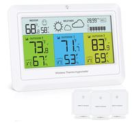 Ankilo Wireless Indoor Outdoor Thermometer with 3 Sensors, Digital Thermometer Hygrometer with Color Display, Backlight