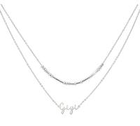 Ankiyabe Collier double couche avec inscription « I Love You » avec pendentif « Nana Gigi Mimi » avec message secret pour grand-mère, standard, Métal, Pas de pierre précieuse