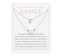 Ankiyabe Collier ras du cou avec initiale superposée - Cadeau pour danseur - Carte « Life is Better When You Dance », Standard, Acier inoxydable, Pas de pierre précieuse