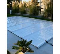 ANKO PLANEN Bâche de Piscine rectangulaire de sécurité à Enrouleur - sécurité maximale Toute l’année - SafeDeluxe - sans Barres (4,8m x 8m, Gris Clair)