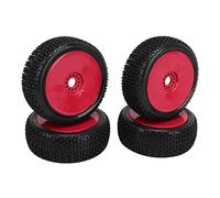 ANKROYU 1/8 rc pneus de camion de roue en caoutchouc pneus accessoires remplacement pour HPI RC hors route 4pcs conception pondérée épaissie résistance à haute usure Matériau en ca (Rouge)