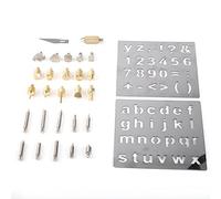ANKROYU 1 ensemble d'outils professionnels de pyrogravure sur bois, pointes de soudure en laiton et en fer, kit de pochoirs avec symboles de chiffres et d'alphabet pour le travail