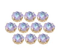ANKROYU 10 pièces griffe de couture diamant dos plat en verre haute brillance pierres décoratives pour accessoires de vêtements décoration de maison fournitures de fête K9 10mm (Lumière violette)