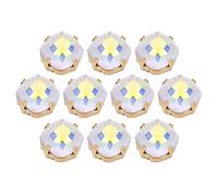 ANKROYU 10 pièces griffe de couture diamant dos plat en verre haute brillance pierres décoratives pour accessoires de vêtements décoration de maison fournitures de fête K9 10mm (Couleur AB)