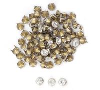 ANKROYU 100pcs Capuchon en Tissu Incrustation de Cristal Rivets Rapides Goujons pour Artisanat du Cuir Décoration Clous de Strass de Galvanoplastie en Métal de Haute Qualité pour V