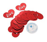 ANKROYU 100pcs Confettis en Forme de Coeur Rouge en Plastique Décoration de Fête de Mariage Saupoudrer des Confettis de Table pour Anniversaire Saint Valentin Douche Paillettes Déc (AMOURÉ)