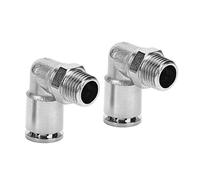 ANKROYU 2 PCS Ensemble de connecteurs rapides pneumatique, Ni plaqué en laiton BSPP File externe, raccords à angle droit, 1,32 MPa Air Typepleur pour les systèmes industriels (3/8)