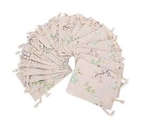 ANKROYU 20 pièces Pochette en Lin avec Cordon de Serrage Sacs Cadeaux Motif de Fleur Petites Pochettes de Rangement réutilisables pour Bijoux faveurs de Mariage thé Papeterie Style