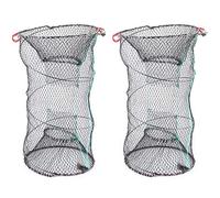 ANKROYU 2PCS Filet De Pêche Pliable Filet De Pêche Pliant Portable Piège À Crabe Homard Attrape-Crevettes pour La Pêche en Plein Air Nylon Aluminium Noir 33x60cm
