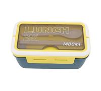 ANKROYU 3 Compartments Box Large Capacity 1400ml Leak Proof Microwave Safe Thermal Lunch Box Kids Students Office Workers Plastic Silicone Durable Lunch Container (Jaune bleu)