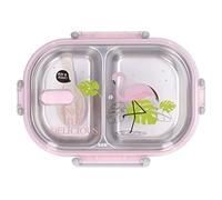 ANKROYU 304 Boîte à Lunch En Acier Inoxydable, Récipient Pour Aliments Chauds Doublure De Compartiment Portable Isolation Thermique Bento Lunch Box Illustration(rose)