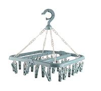 ANKROYU 32 Clip Pliable Rotation Blanchisserie Cintre -Vent Séchage Rack pour Chaussettes sous-Vêtements Bras Écharpe D'économie D'espace Cintre Haute Qualité PP en Plastiq (Bleu)