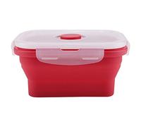 ANKROYU 3Colors 350 ml Rectangle Boîte à en silicone Boîte à lunch pliable -ondes Conteneur de rangement de nourriture sûre empilable pour le camping Picning Green rouge (Rouge)